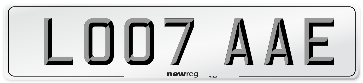 LO07 AAE Number Plate from New Reg